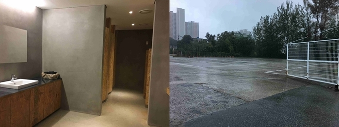 화장실 내부 사진 및 주차장 사진