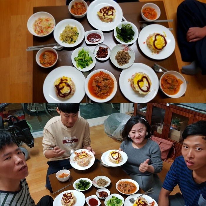 요리 완성 식사 하는 모습 요리 완성 식사 하는 모습