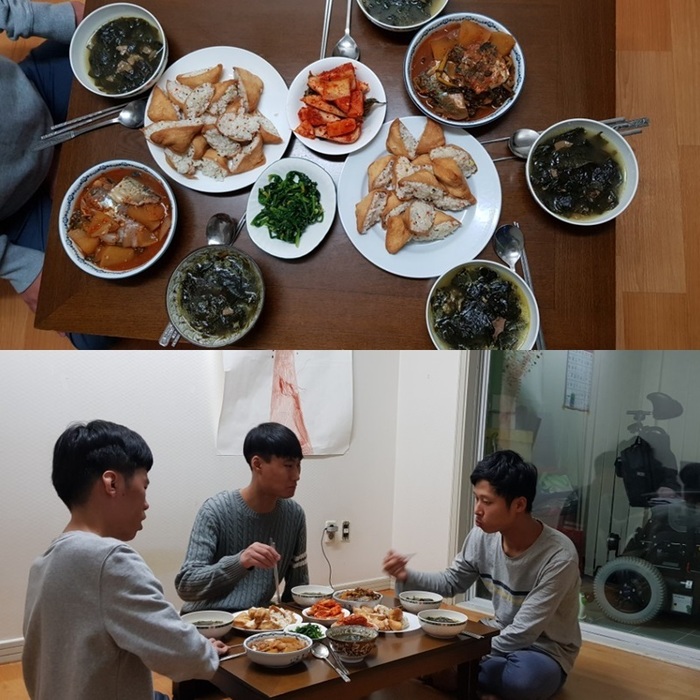 유부초밥과 고등어 조림 완성 사진