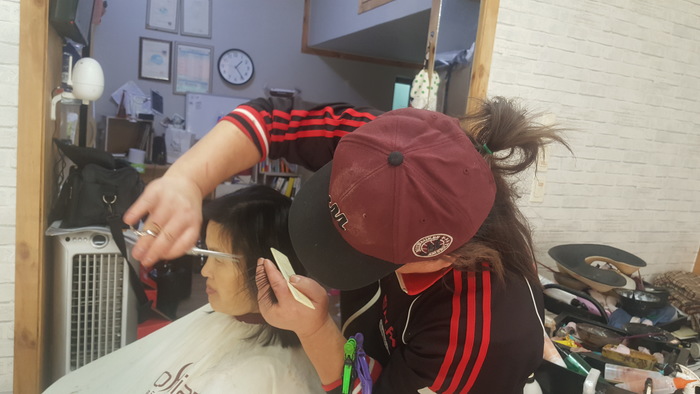 이순이님 긴 머리카락 컷트 중 이순이님 긴 머리카락 컷트 중
