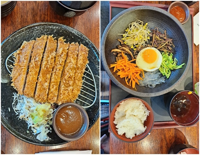 돈가스, 비빕밥 사진 돈가스, 비빕밥 사진