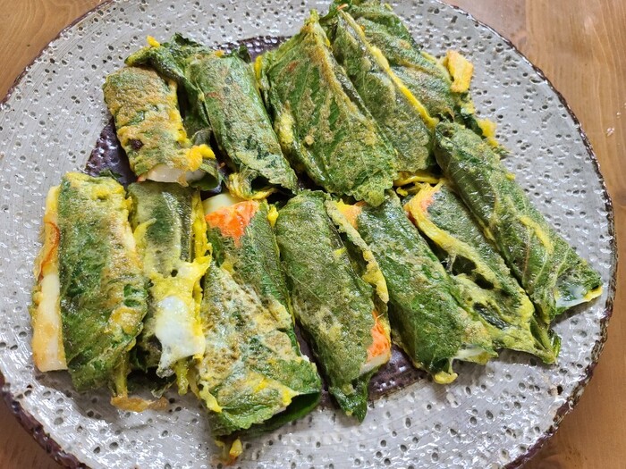 깻잎맛살전 완성 된 사진 깻잎맛살전 완성 된 사진
