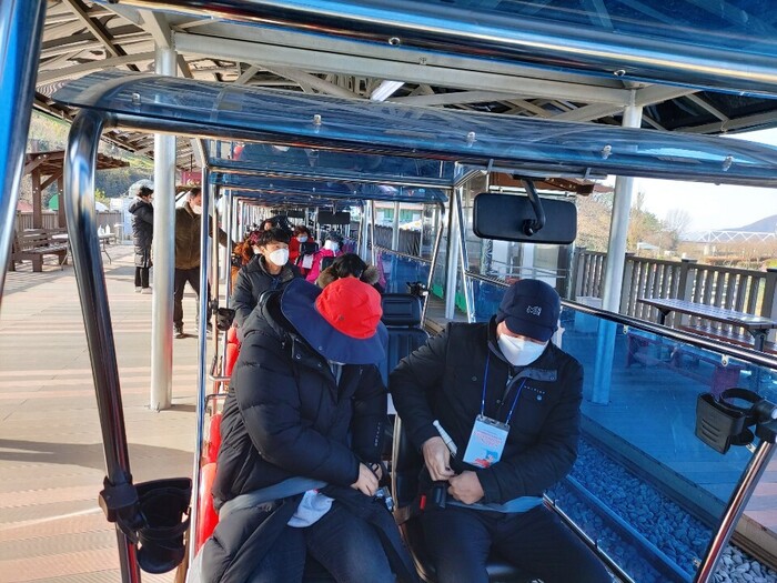 레일바이크 출발 중 레일바이크 출발 중